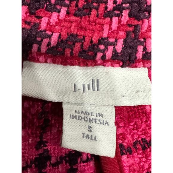 J Jill Chenille Tweed Chenille Open Front Blazer Jacket Pink Red Pockets S Tall - Picture 5 of 12